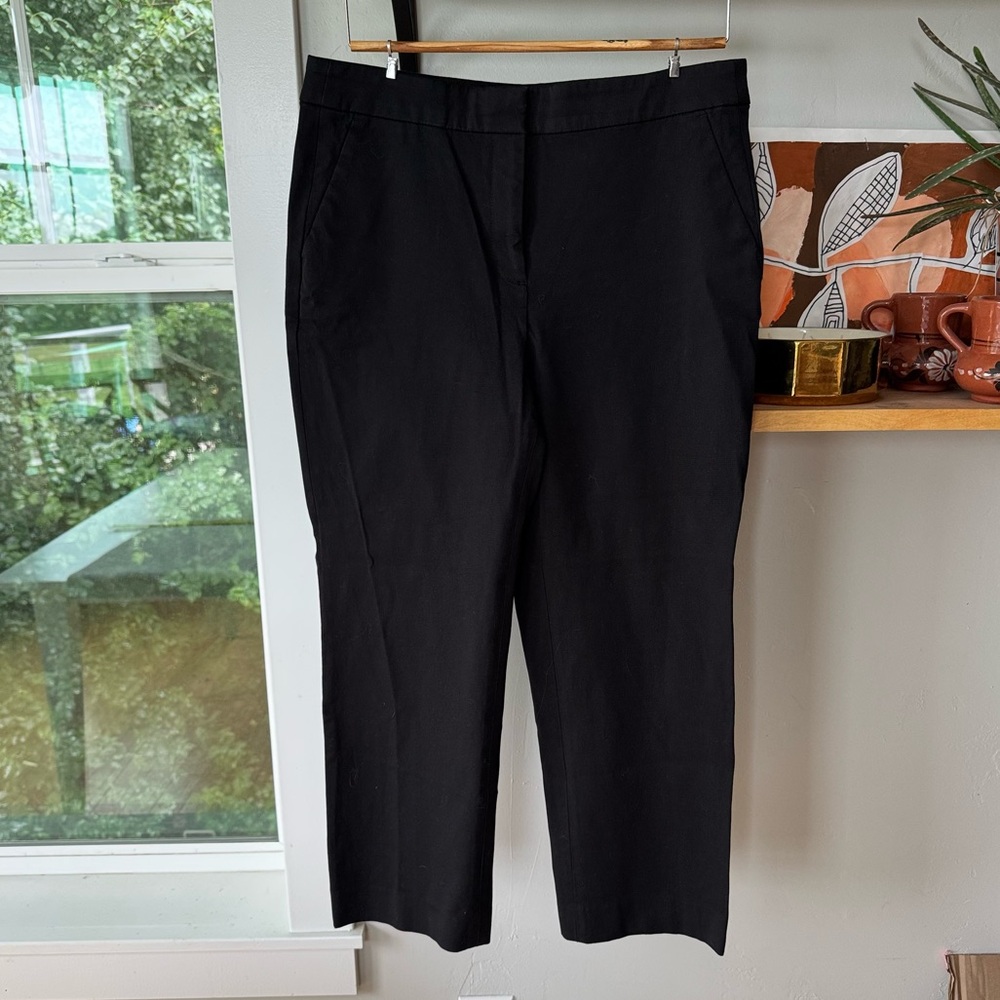 J. Crew Black Label Black Ankle Length Crop Straight Leg Dress Pants Size 12